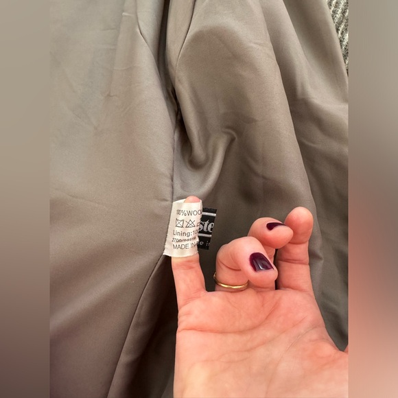 Vintage handmade grey herringbone wool winter coat - size 44/50 - Picture 9 of 15